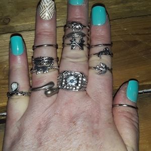 13 silver rings